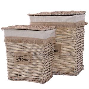 Portabiancheria in vimini bianco 47X35H55 in set di 2