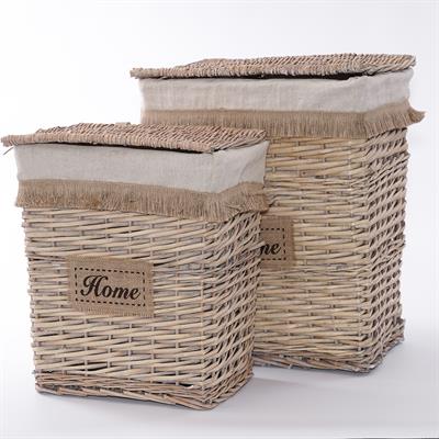 Portabiancheria in vimini bianco 47X35H55 in set di 2