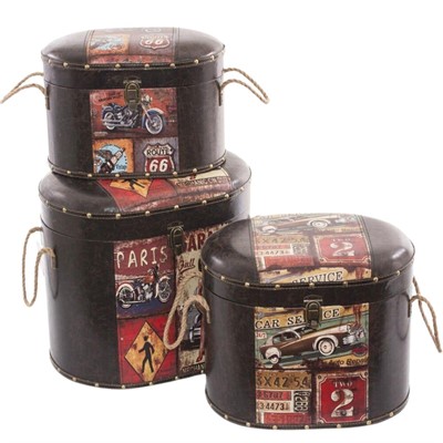 Pouf contenitore in mdf Paris 45x33H48 in set di 3 