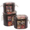 Pouf contenitore in mdf Paris 45x33H48 in set di 3 