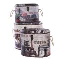 Pouf contenitore in mdf Città 45x33H48 in set di 3