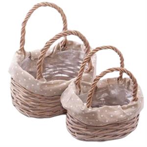 Cestino in vimini foderato 24x17H28 in set di 2 