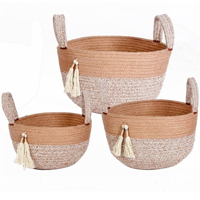 Cesto in cotone con nappe Ø32H30 in set di 3