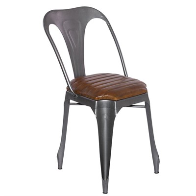 Sedia in metallo e cuoio 39x52H84