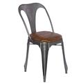 Sedia in metallo e cuoio 39x52H84