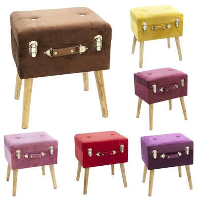 SGABELLO CONTENITORE IN VELLUTO COLORI ASSORTITI 40X30H47