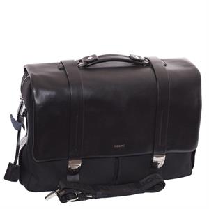Cartella nera in pelle e tessuto Oxford 42x31H12