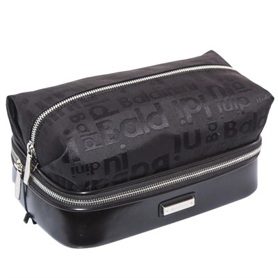 Beautycase nero in pelle e tessuto Baldinini 28x18H12