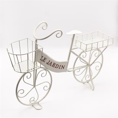 Portavaso bicicletta in metallo bianco 57X12H42
