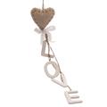 Scritta pendente in legno con cuore in stoffa H30