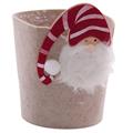 Contenitore in panno beige Babbo Natale Ø15H13