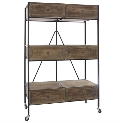 Scaffale in ferro e legno con ruote 74X37H112