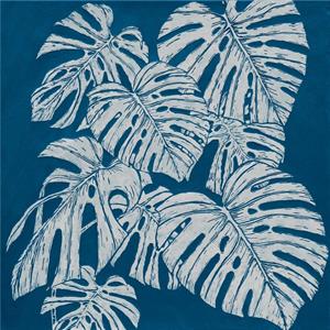 Quadro dipinto con foglie tropicali 80X80