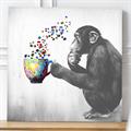 Quadro dipinto con scimmia 80X80