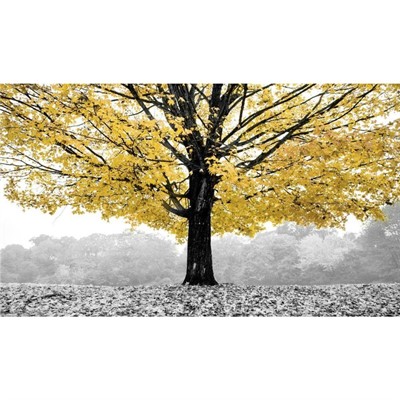 Quadro dipinto con albero giallo 70X120