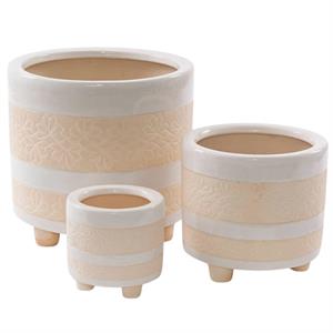 Portavasi bianchi/gialli in ceramica in set di 3 Ø29H27