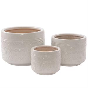 Portavasi beige in ceramica in set di 3 Ø31H26