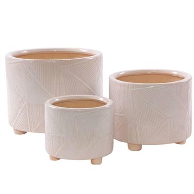 Portavasi beige in ceramica in set di 3 Ø30H26