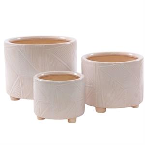 Portavasi beige in ceramica in set di 3 Ø30H26