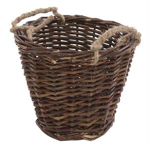 Cesto con manici in corda in vimini grezzo Ø26H23