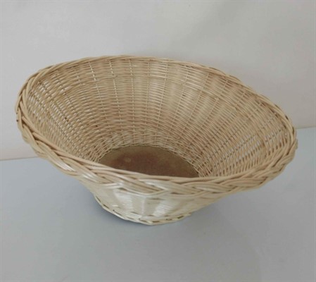Cesto vimini bianco fondo legno Ø50/25H25 