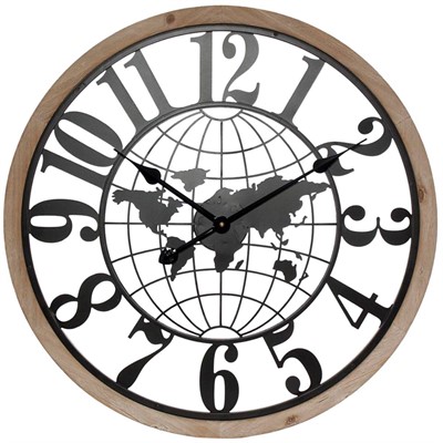 Orologio in legno di abete e metallo Ø60
