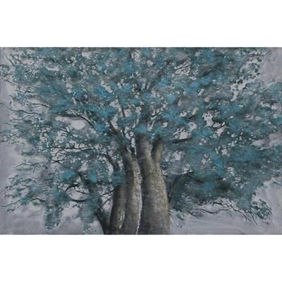 Quadro dipinto albero blu/grigio 120X80