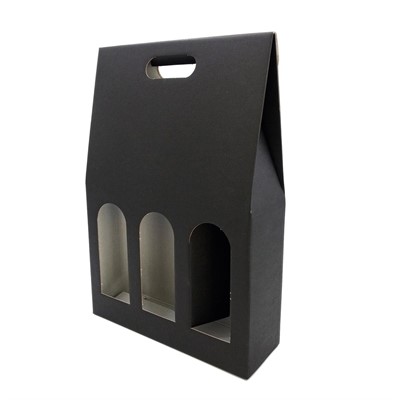 Portabottiglie triplo in cartone nero 27x9H39