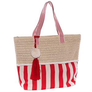 Borsa in cotone a righe rosse 50XH40