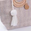Borsa in cotone con manici in rattan 48H33