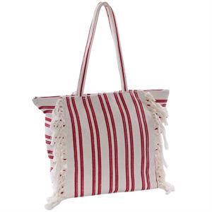 Borsa in cotone a strisce con frange 51XH35