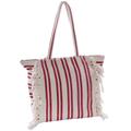 Borsa in cotone a strisce con frange 51XH35