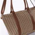 Borsa in fibre naturali con doppio manico in ecopelle 42XH35