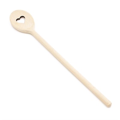 Cucchiaio ovale in legno con foro a cuore H30