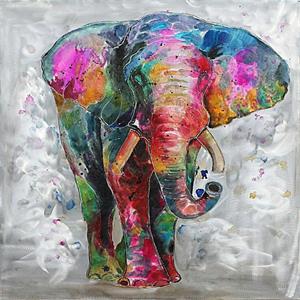 Quadro dipinto elefante 80x80