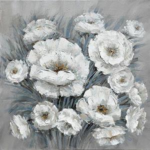 Quadro dipinto fiori bianchi 80x80