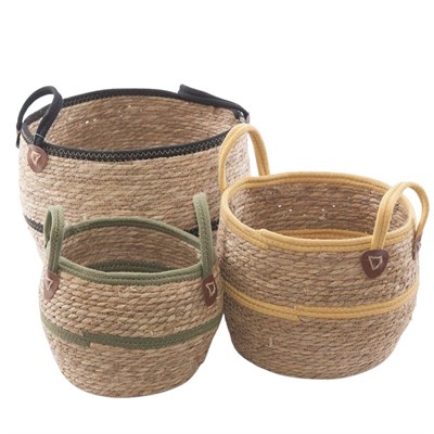 Cesto in seagrass e cotone Ø34H29 in set di 3