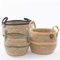 Cesto in seagrass e cotone Ø34H29 in set di 3
