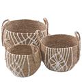 Cesto in seagrass e cotone con manici Ø37H37 in set di 3