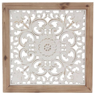 Pannello decorativo in abete intagliato 44X3H44