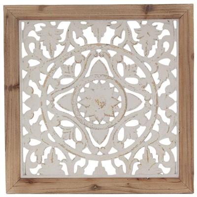 Pannello decorativo in abete intagliato 44X3H44