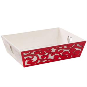 Cassetta in abete con decorazione rossa 38X30H10
