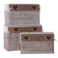 Baule in rattan sbiancato 68x42H43 in set di 3