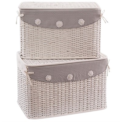 Scatola in rattan bianco 38X28H20 in set di 2