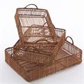 Vassoio in rattan naturale 50X35H13 in set di 3