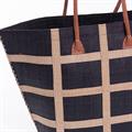 Borsa in rafia blu a righe 47x19H34