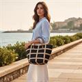 Borsa in rafia blu a righe 47x19H34