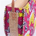 Borsa a tracolla in rafia e legno in colori assortiti 33x10H28