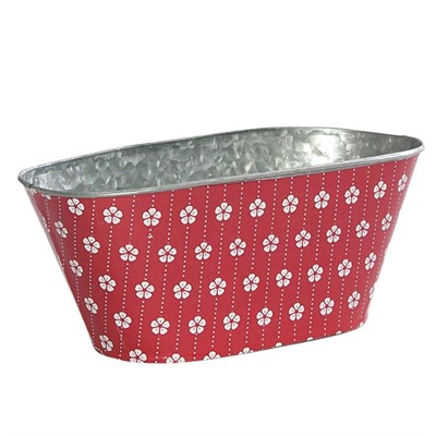 Vaschetta ovale rossa in latta 25x12,5H10,5 