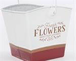 Vaschetta quadrata in latta Flowers 15X15H26